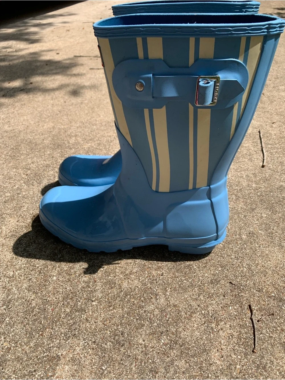 Hunter Blue and Cream Forget Me Not Striped Garden Boots